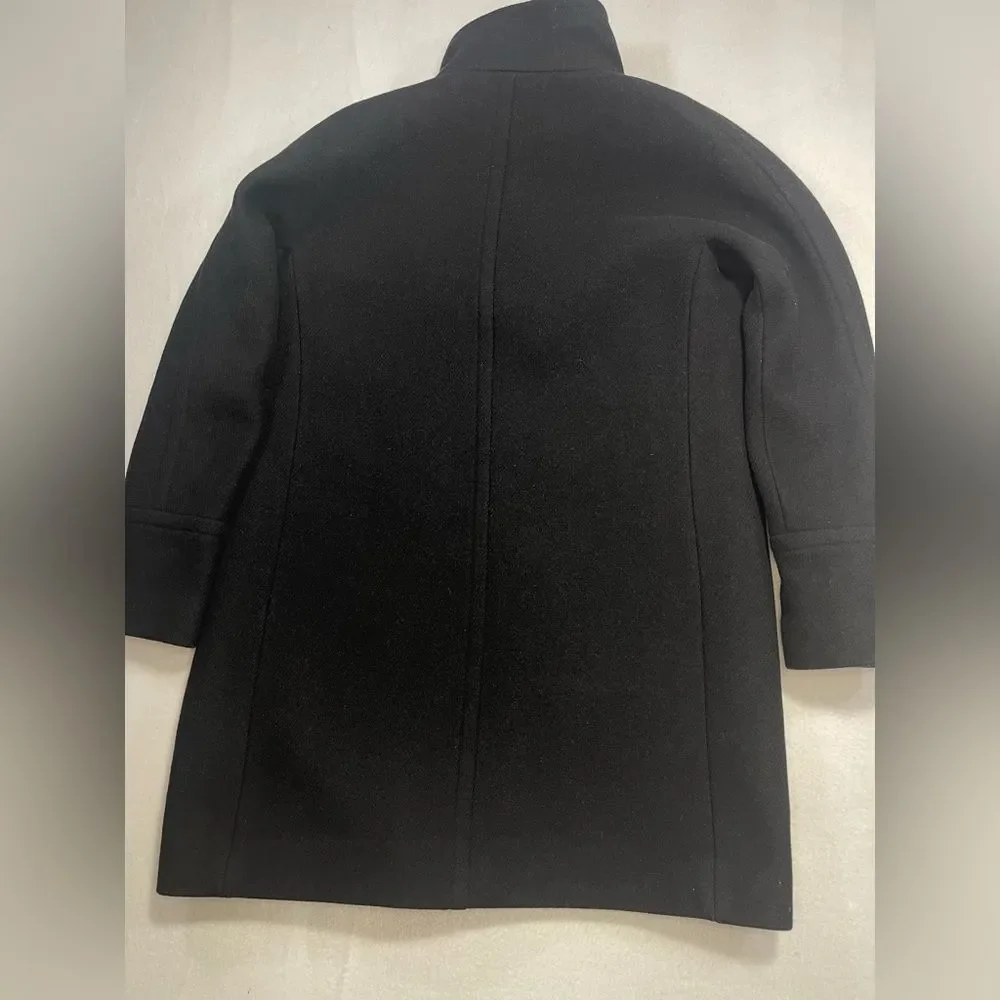 J.Crew Stadium Cloth Nello Gori Wool Coat Black Zip Front Size 2 Classic Luxury - Picture 8 of 8